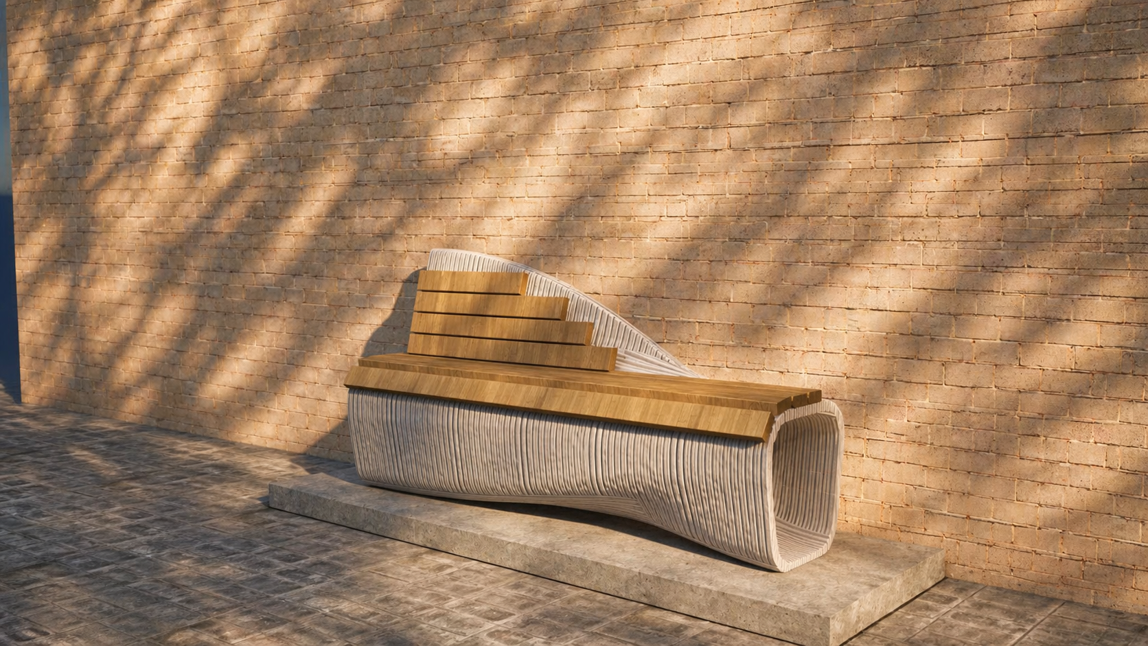 3D Printed Concrete Bench - FLAT Main View